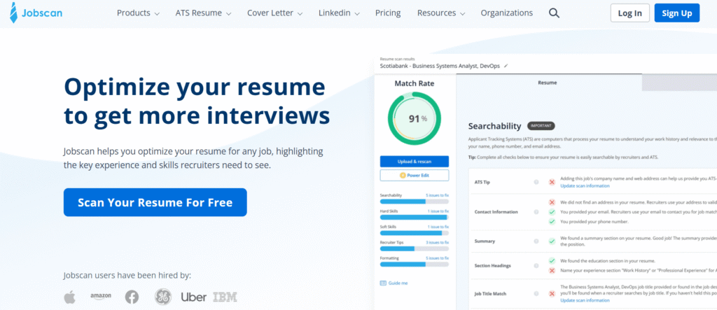 Jobscan screenshot