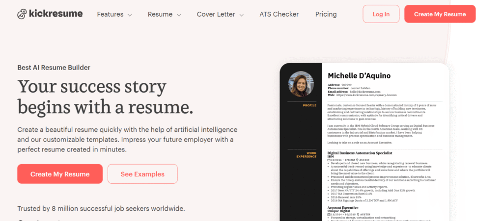 Kickresume screenshot 