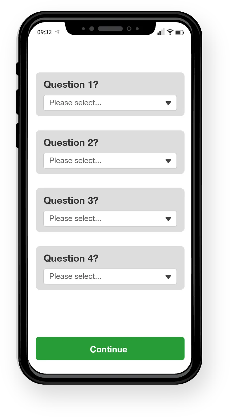 A screenshot showing integrated pre-qualification / screening questions